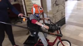 Young boy rides medical bike less than one year following major hip surgery 