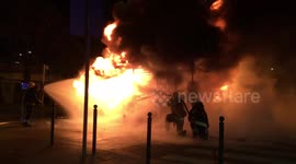 Bus fire in Budapest