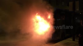 Bus fire in Budapest