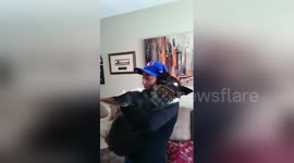 Dog thinks he's a big baby