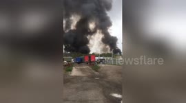 Huge fire at Yodel distribution building in Worcester, UK