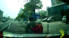 Car driver hits scooter after falling asleep at the wheel