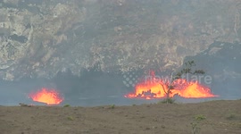 Lava eruptions in Halema'uma'u Crater of Kilauea Caldera