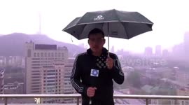 Anchor struck by lightning during weather broadcasting