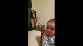 Man blowing rasberries confuses baby