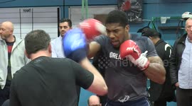 Joshua practising brutal left hook, right hand combination that KO'd Klitschko