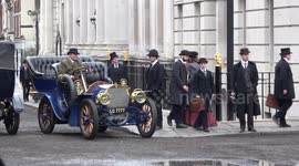 Film crew decorates London street for filming of Howards End