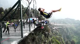 This swing on the edge of a cliff is pretty scary