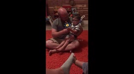 Baby cries from dads singing 