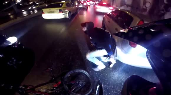 Bike crash behind cars Athens-Greece FULL