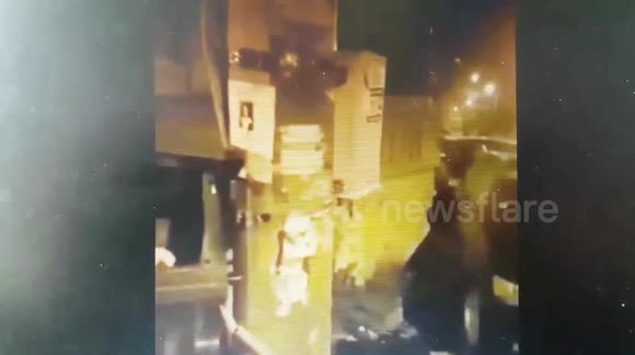 Whole street full of burning cars