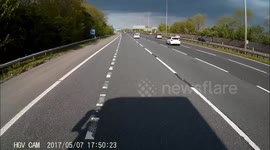 vauxhall corsa VXR  weaving through traffic dangerously on m62