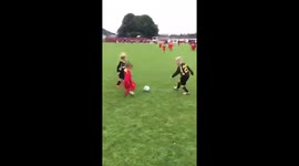 'Mini bale' 5 year old with good football skills