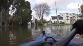 Man tours flooded Montreal neighbourhood in kayak
