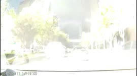 Lightning strike causes sparks falling on road