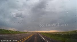 Dog Comes out of Nowhere on Highway