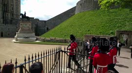 Queen's Guard screams warning to tourist