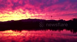 Sky turns to red after rainstorm in Beijing