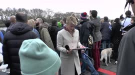 The 160th University Boat Race, UK - Clare Balding checks notes as race starts