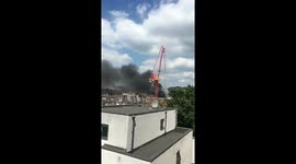 Big fire in kings cross. Looks like the building site on Caldedonian Road https://t.co/Cirnfw2A4l