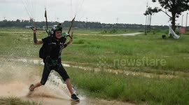 skydiver hits water fast