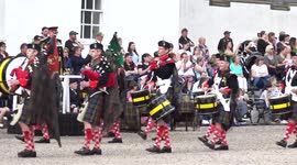 Film of the 2017 Atholl highlanders parade at Blair Castle in Perthshire, Scotland