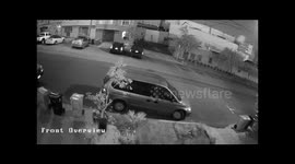 Car Crashes Into Parked Cars then Drives Away
