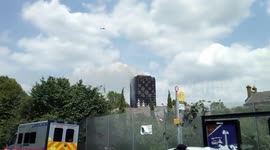 Grenfell Tower burning, London, UK