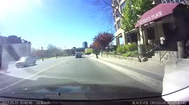 Idiot biker almost causes accident