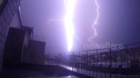 Brighton Lightning Strike British Airways i360 Tower - Huge Lightning Strike - Upwards Lightning