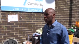 Donations distribution point for Grenfell Tower fire victims at Latimer Road