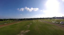 High speed crash into goal post