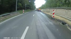 A cyclist hit by a motorcyclist