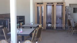 Frozen in time. Abandoned cafe and gas station in Desert Center, California.