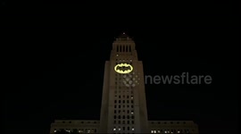 Bat signal projected onto LA City Hall in honour of Adam West