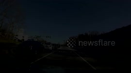 Car Drives Over Median