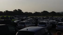 Queuing to get in Glastonbury Festival