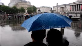 heavy rain in central London 