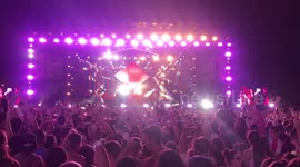 An excitable crowd watching The Chainsmokers at the Isle of MTV festival