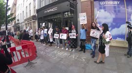 Animal rights activists protest against Mac cosmetics in Covent garden