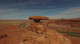 utah desert rock formations drone 