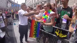 Mayor Sadiq Khan meets and greets spectators at London Pride parade