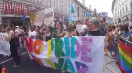 Protestors at Pride protest against the DUP