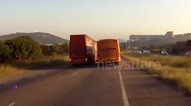 Truck looses its breaks and slams into traffic