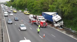 Motorway crash after truck driver suffers suspected cardiac arrest, Buckinghamshire, United Kingdom. [2/3]