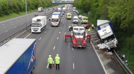 Motorway crash after truck driver suffers suspected cardiac arrest, Buckinghamshire, United Kingdom. [3/3]