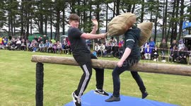 Pillow fight and barrow jousting at Scottish Highland Games