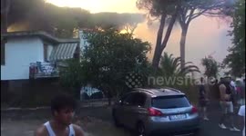 Forest fire threatens homes in central Italy