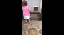 Baby goes through dog flap!