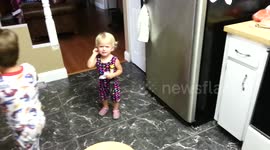 Toddler's 1st Encounter With Bubble Wrap